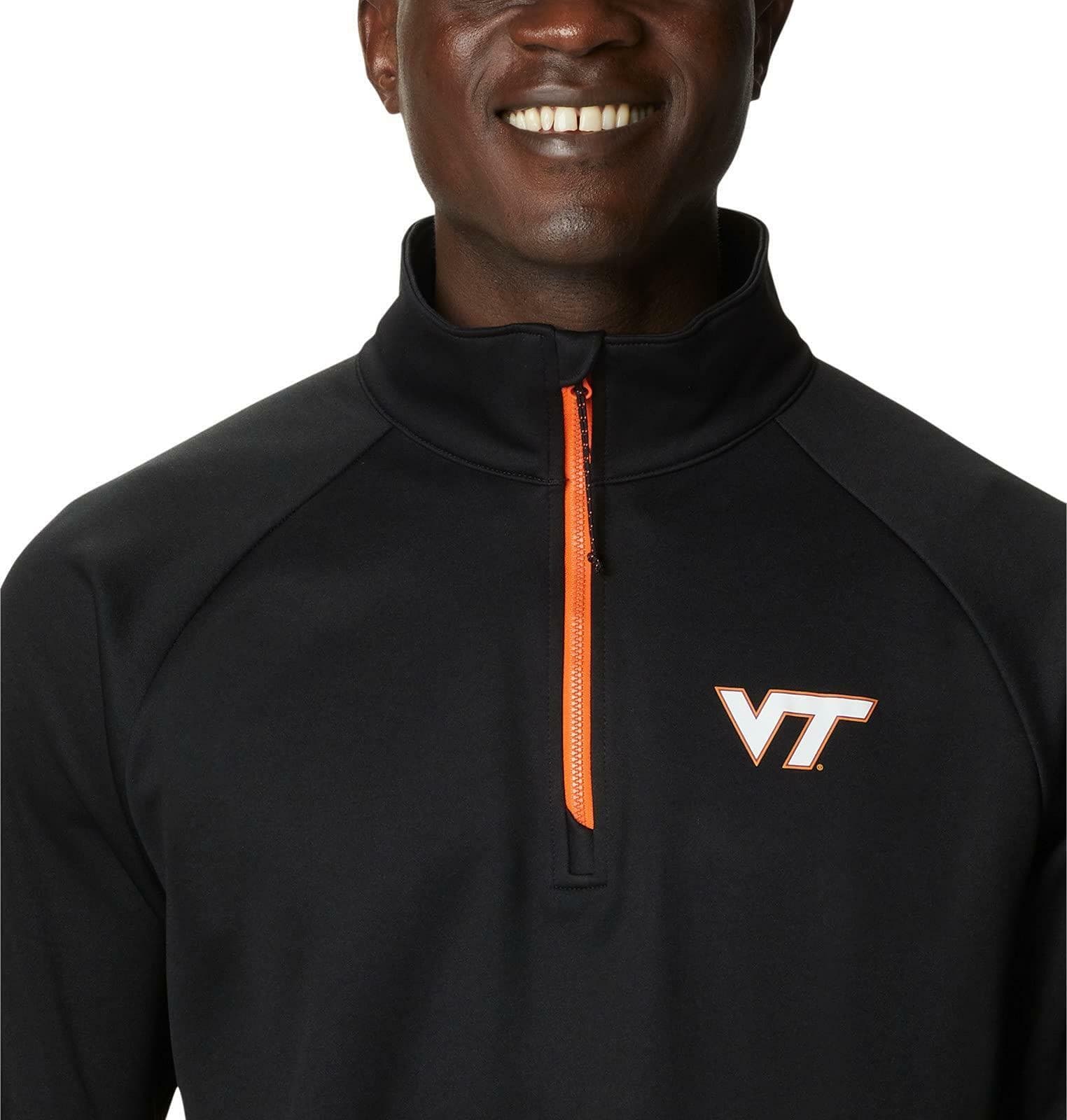 Columbia Men's Virginia Tech Hokies Tackle Fleece 1/4 Zip PFG Jacket Black Med. - Thumbnail 5