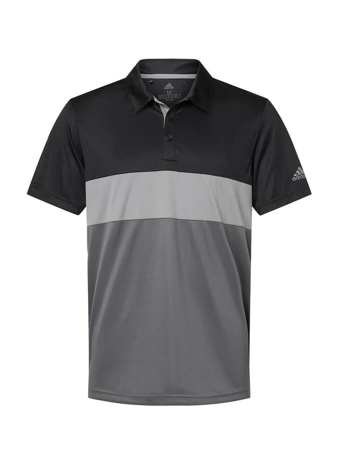 Adidas Men's Performance Colorblock UV Protection Polo Black Gray M L XL - Thumbnail 6