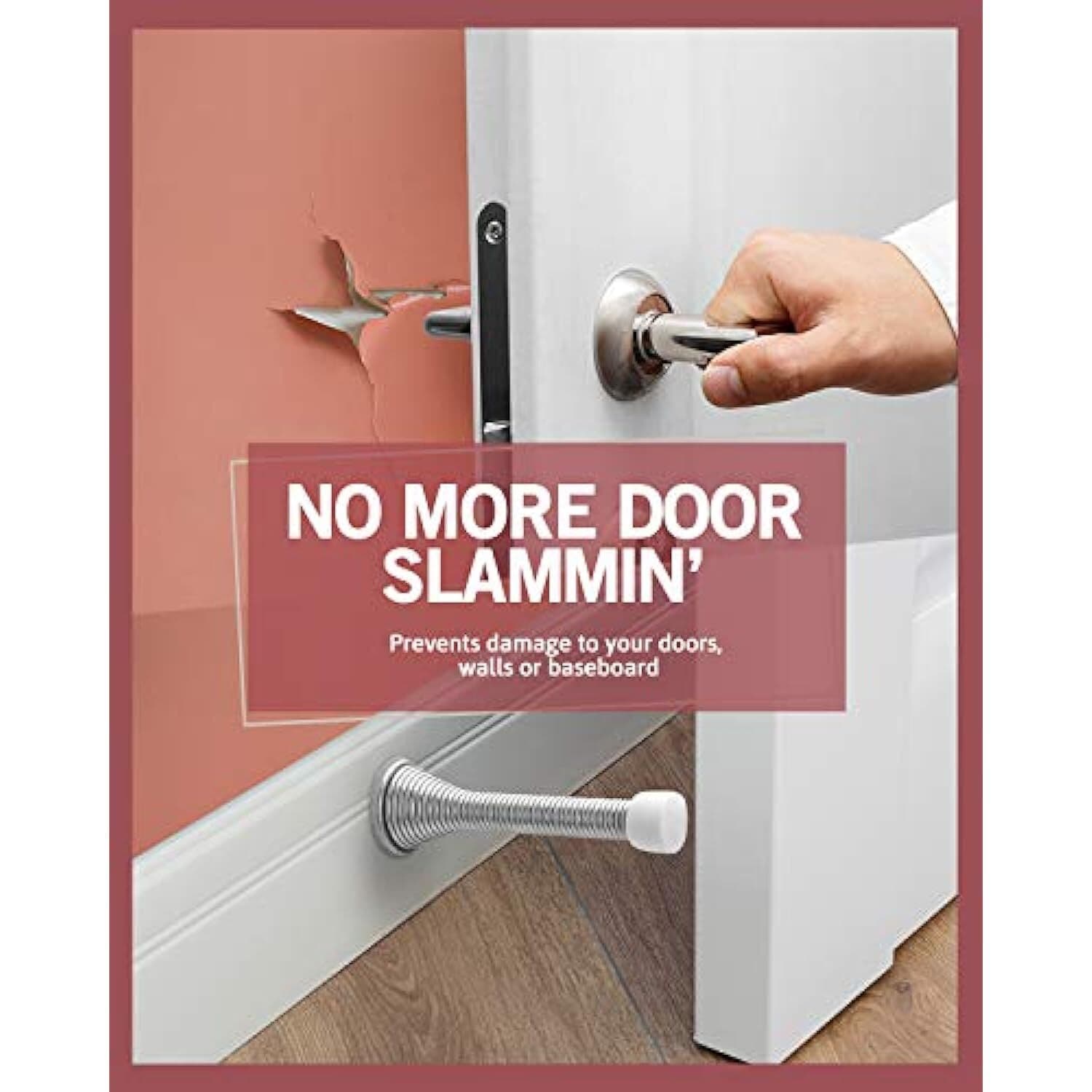 Jack N’ Drill Heavy Duty Spring Steel Door Stopper Chrome 3 1/8 in 15 Pack - Thumbnail 6
