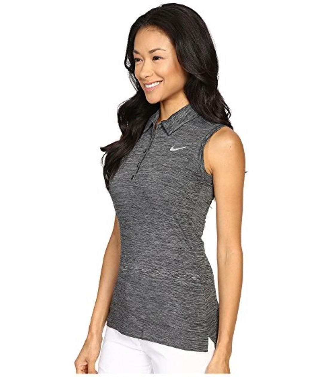 Nike Women's Dri-Fit Precision Sleeveless Heather Polo Heathered Black Small - Thumbnail 2