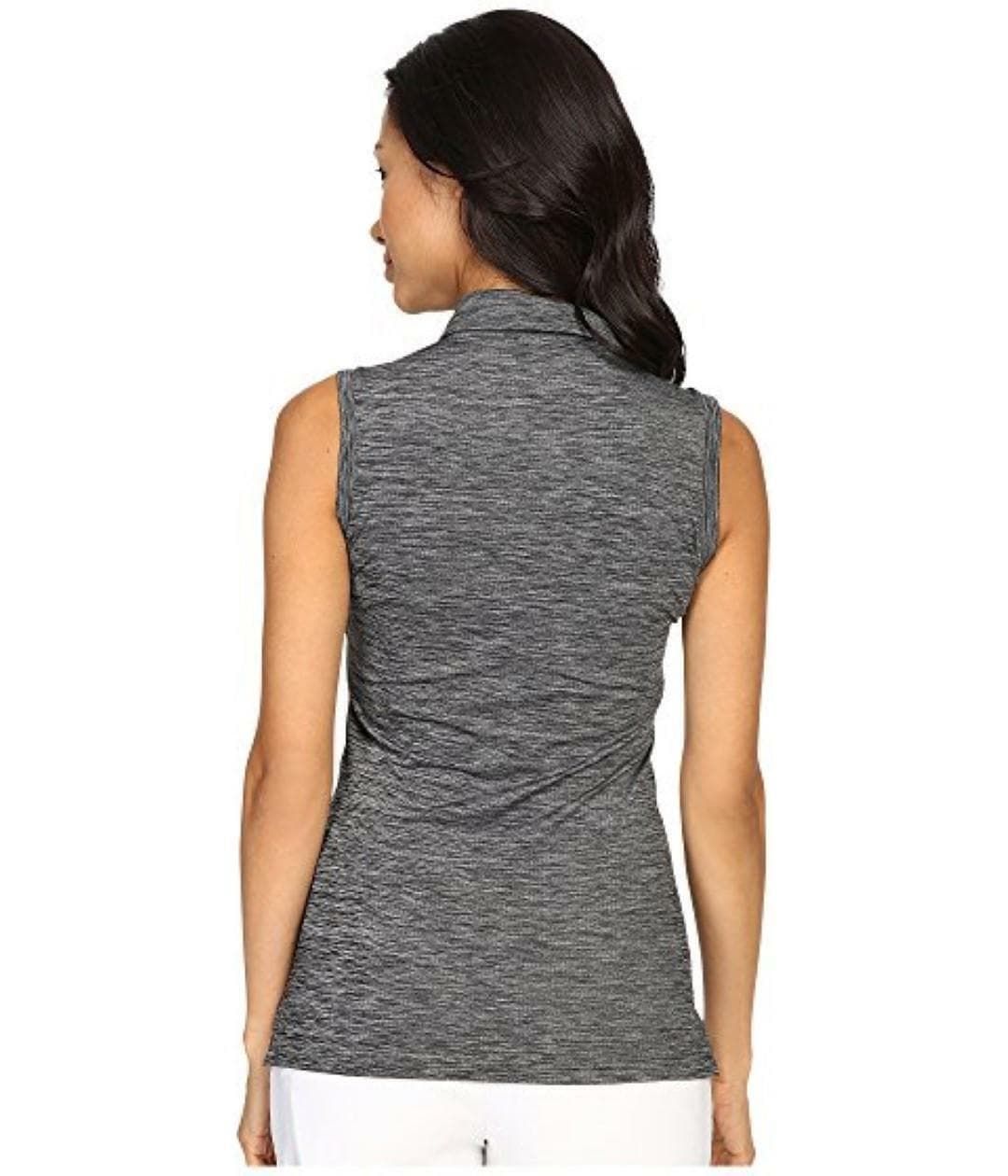 Nike Women's Dri-Fit Precision Sleeveless Heather Polo Heathered Black Small - Thumbnail 4