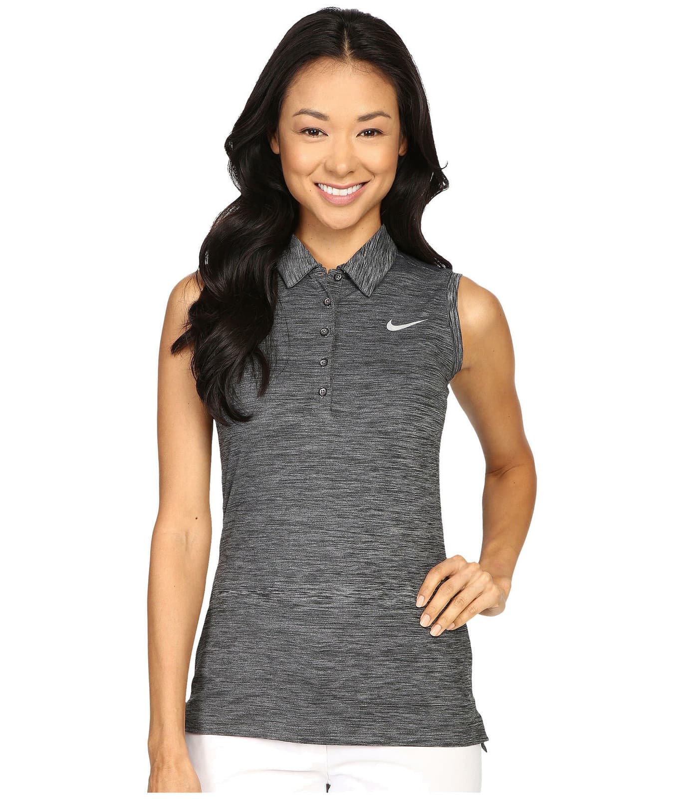 Nike Women's Dri-Fit Precision Sleeveless Heather Polo Heathered Black Small - Thumbnail 5