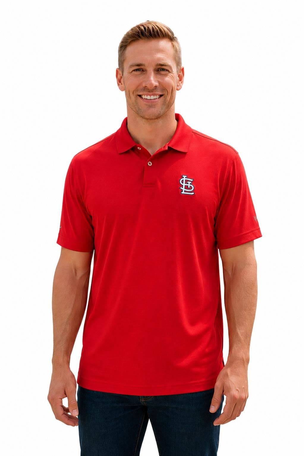 Levelwear Men's St. Louis Cardinals Duval Performance Polyester Polo Large Red - Thumbnail 8