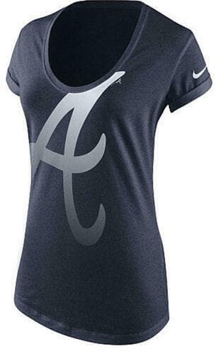 Nike Women's Atlanta Braves Scoop Neck Triblend Boyfriend T-shirt Navy Small