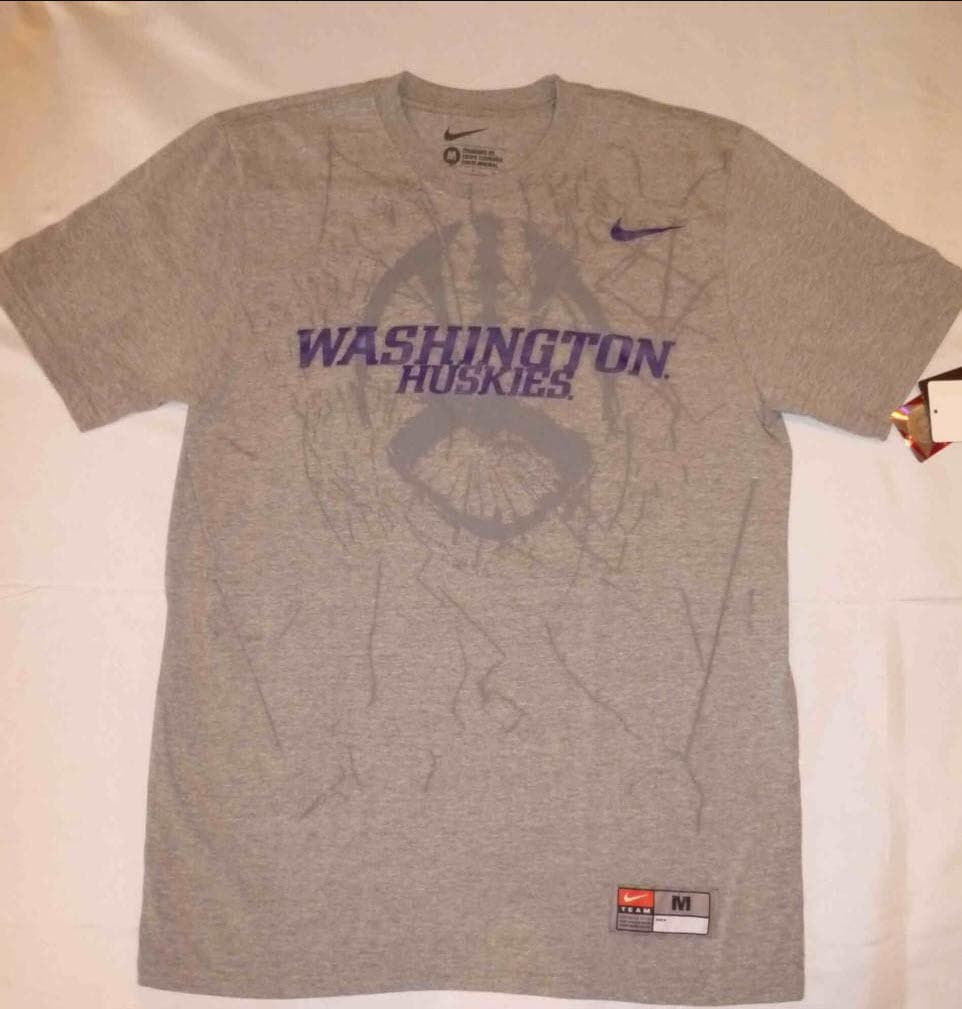 Nike Men's Washington Huskies Practice Cotton T-shirt Gray Medium - Thumbnail 5