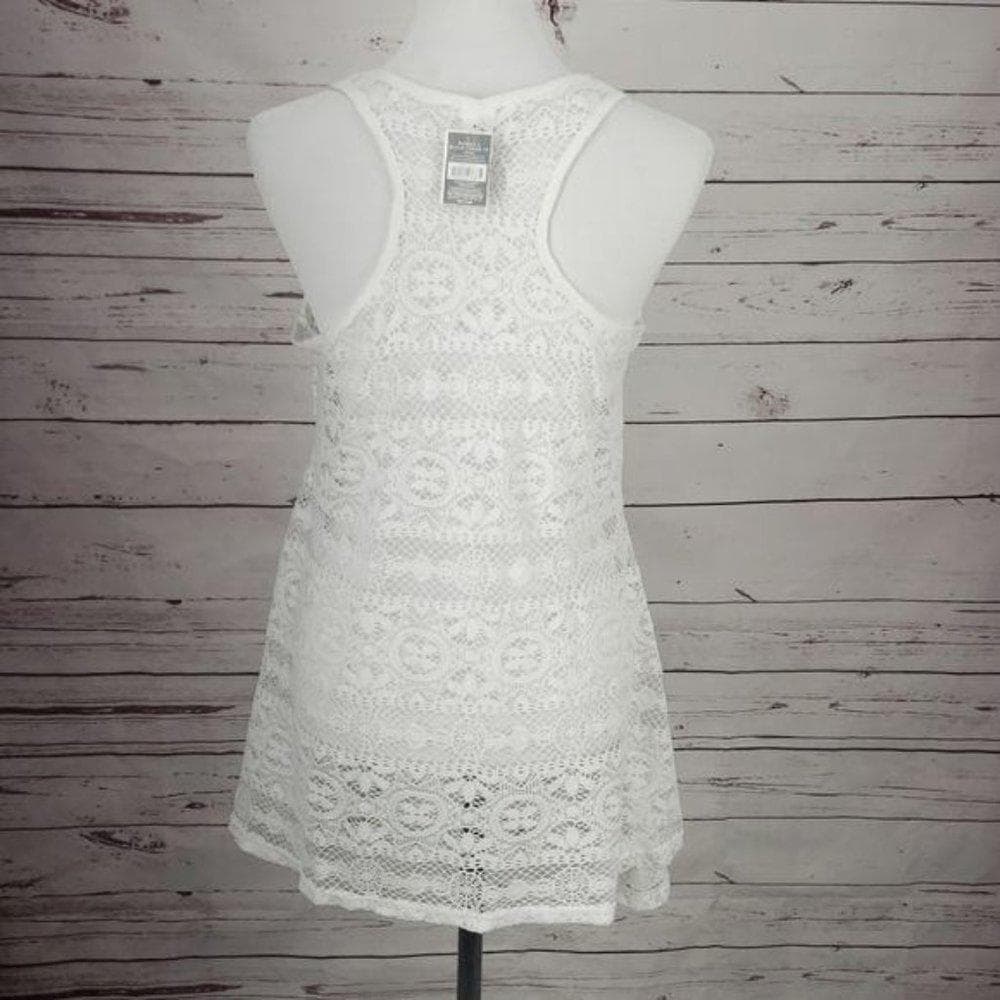 West Loop Women's Crocheted RacerBack Sleeveless Cover Up L/XL S/M Black White - Thumbnail 9