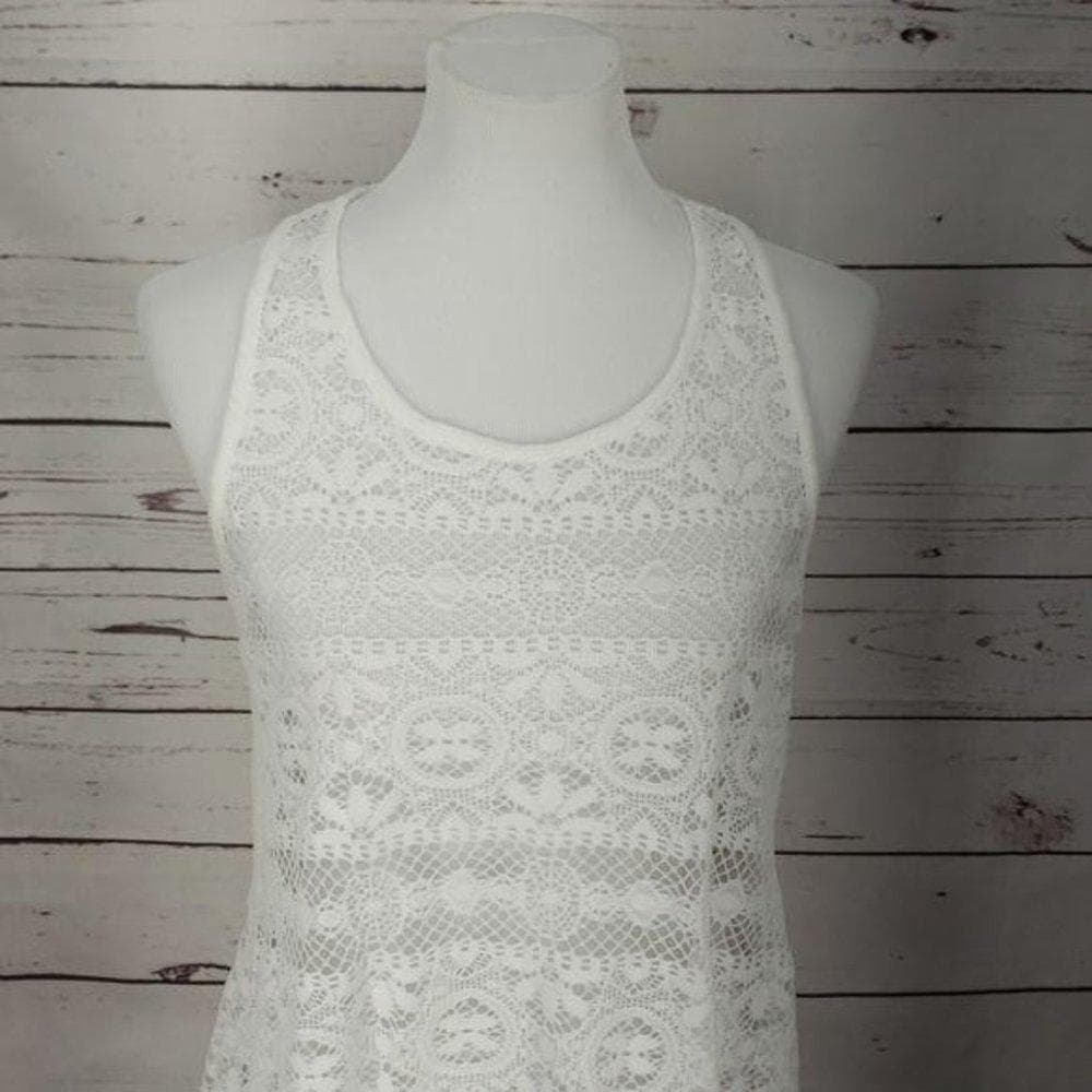 West Loop Women's Crocheted RacerBack Sleeveless Cover Up L/XL S/M Black White - Thumbnail 10