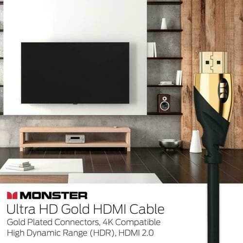 Monster 4K HDR Ultra HD Gold 60Hz 21.0 Gbps 6ft Premium HDMI Cable - Thumbnail 4