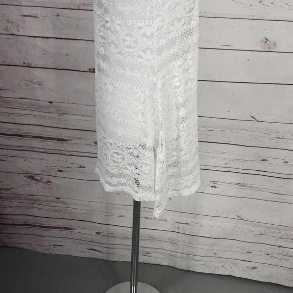 West Loop Women's Crocheted RacerBack Sleeveless Cover Up L/XL S/M Black White - Thumbnail 11