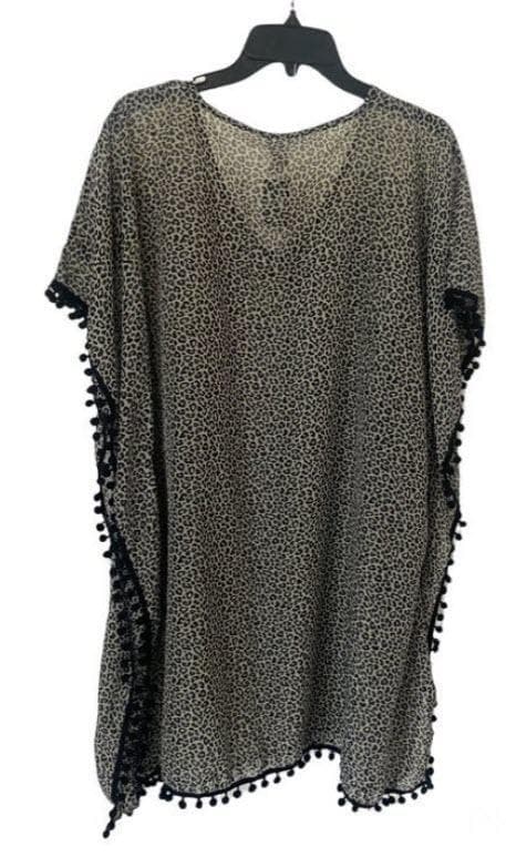 West Loop Women's Semi-Sheer Leopard Print Tasseled Cover-Up One Size Fits Most - Thumbnail 5