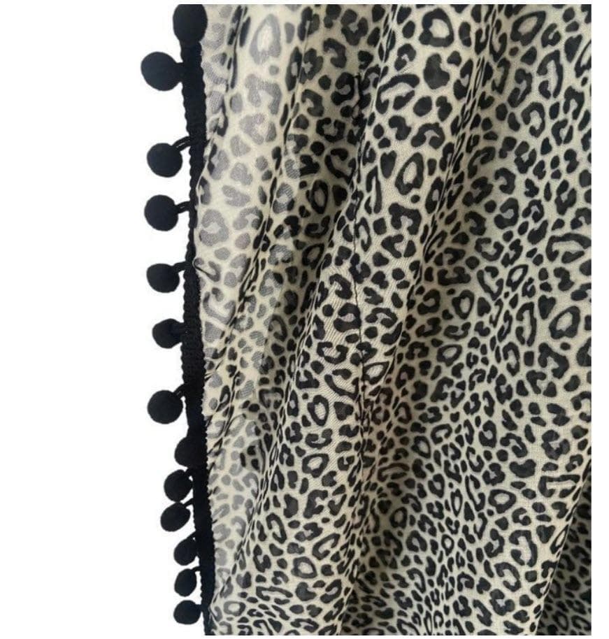 West Loop Women's Semi-Sheer Leopard Print Tasseled Cover-Up One Size Fits Most - Thumbnail 6