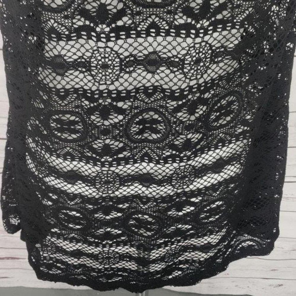 West Loop Women's Crocheted RacerBack Sleeveless Cover Up L/XL S/M Black White - Thumbnail 6