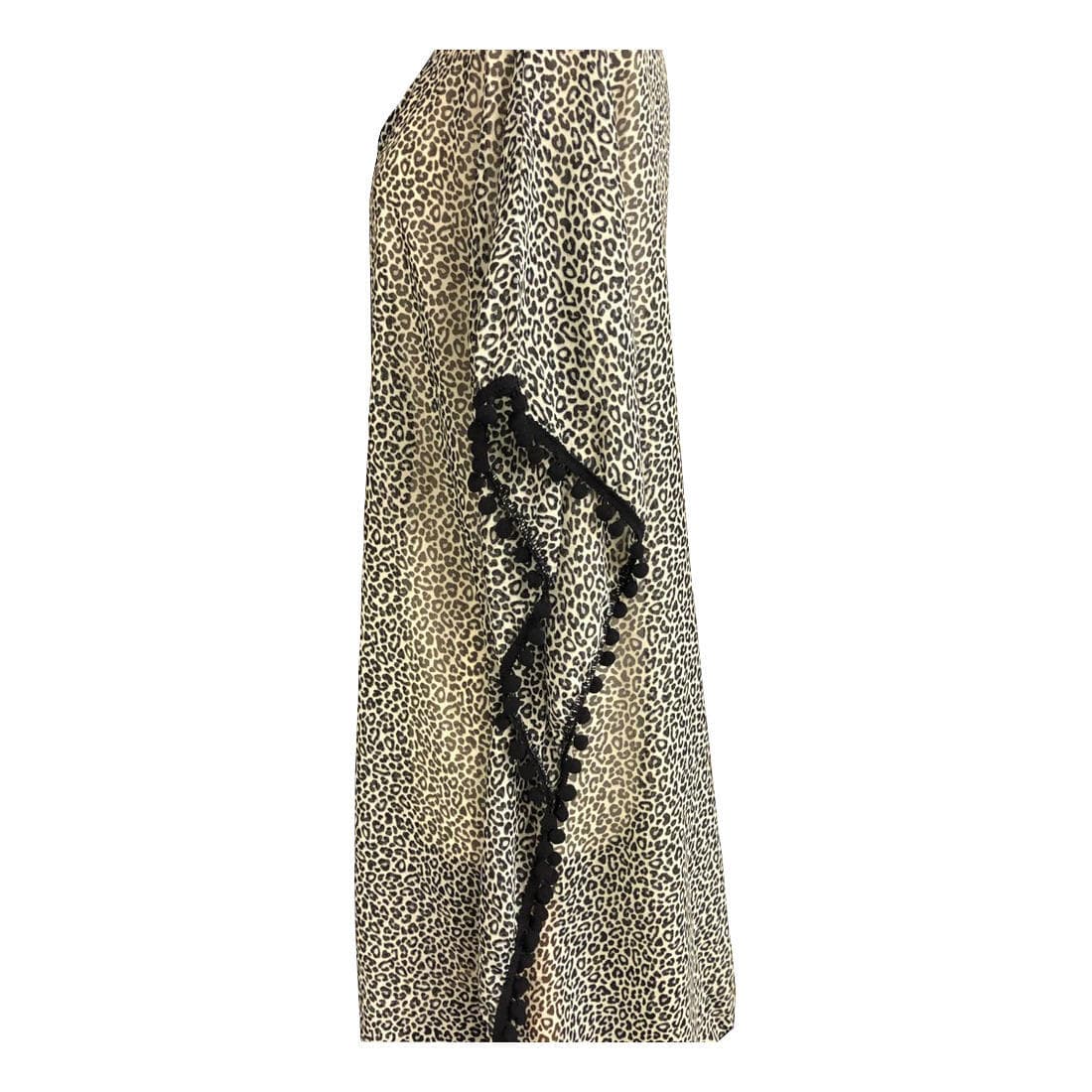 West Loop Women's Semi-Sheer Leopard Print Tasseled Cover-Up One Size Fits Most - Thumbnail 2