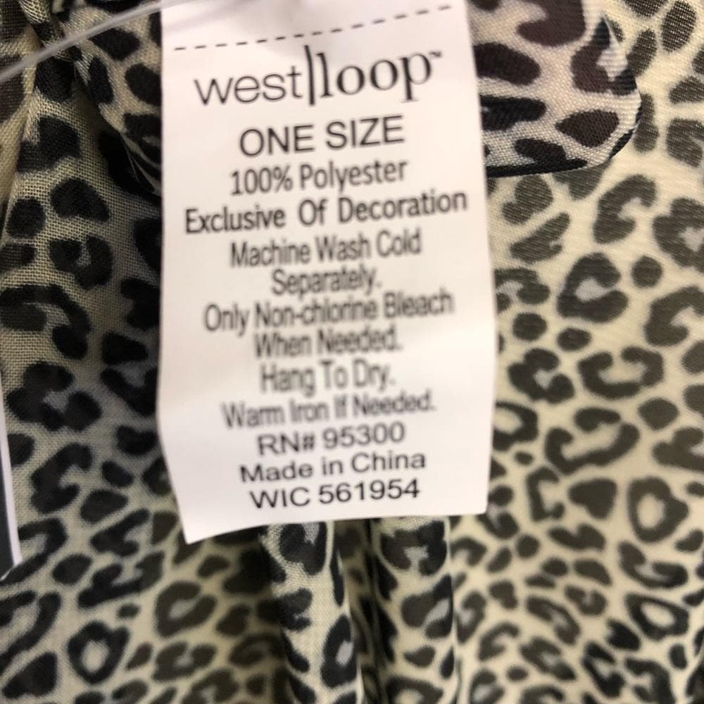 West Loop Women's Semi-Sheer Leopard Print Tasseled Cover-Up One Size Fits Most - Thumbnail 9