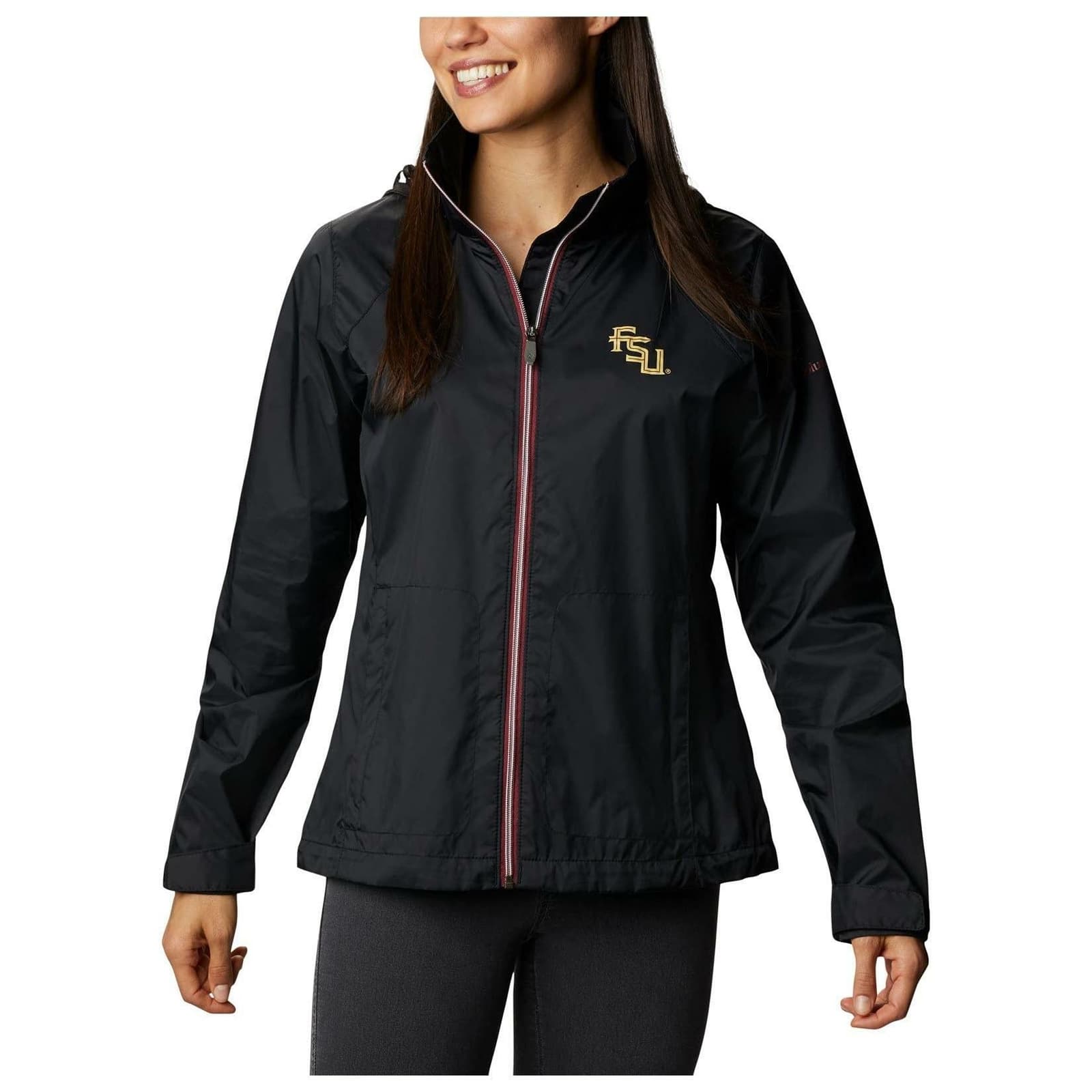 Columbia Women's Florida State Seminoles Waterproof Hooded Jacket XL Black - Thumbnail 2