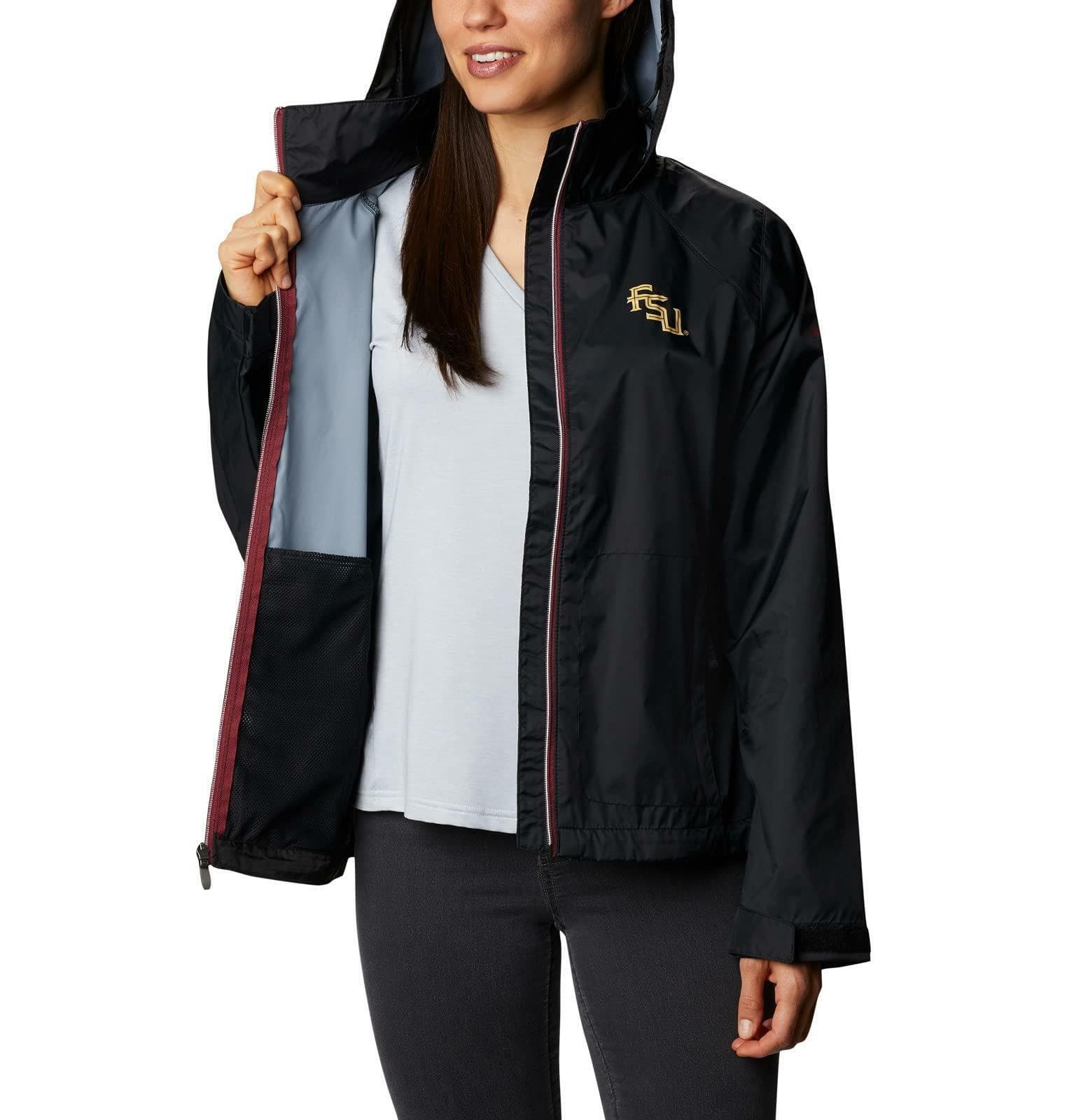 Columbia Women's Florida State Seminoles Waterproof Hooded Jacket XL Black - Thumbnail 4