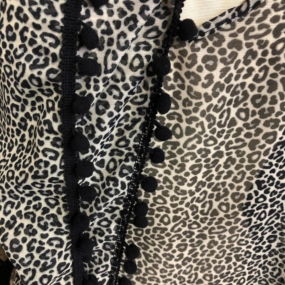 West Loop Women's Semi-Sheer Leopard Print Tasseled Cover-Up One Size Fits Most - Thumbnail 7