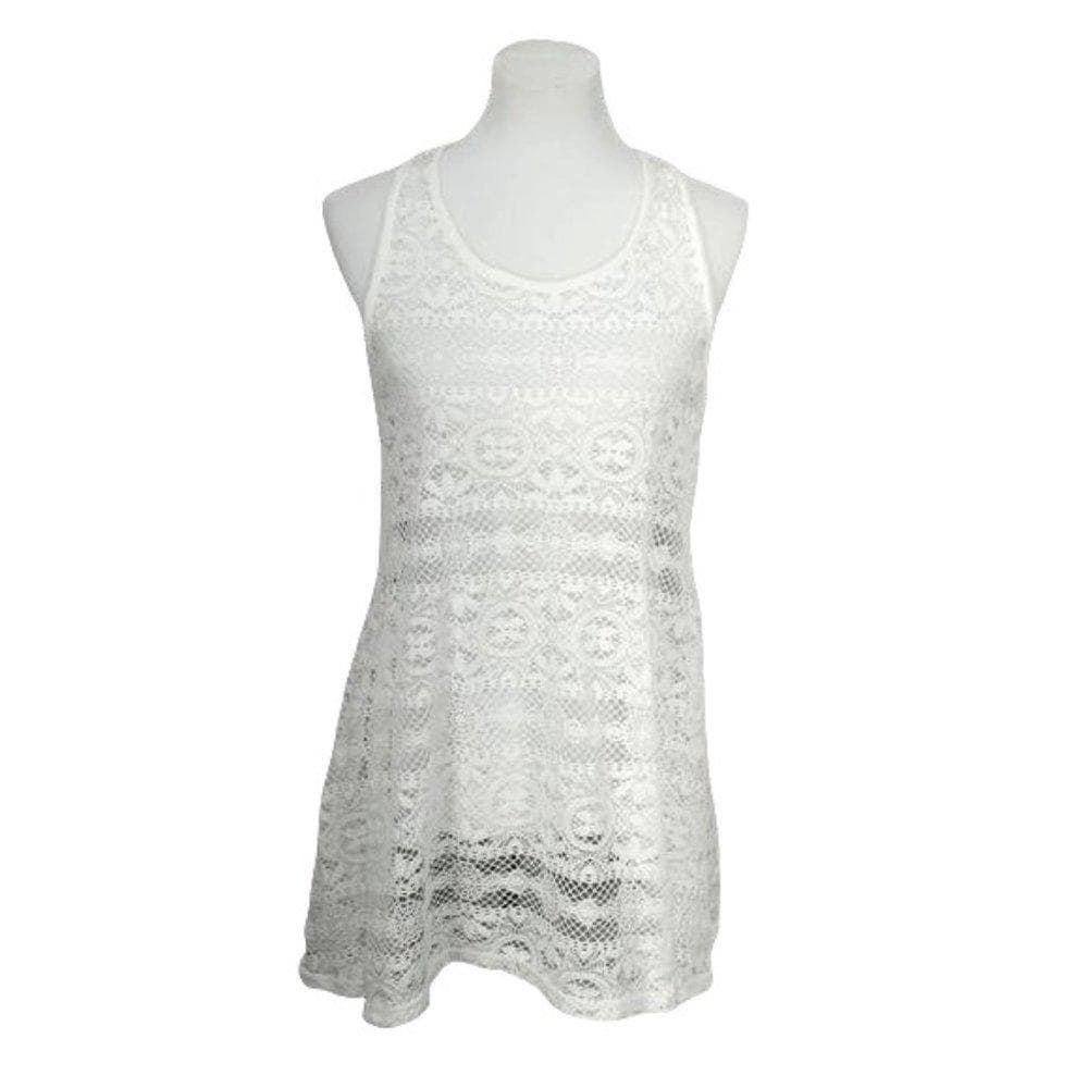 West Loop Women's Crocheted RacerBack Sleeveless Cover Up L/XL S/M Black White - Thumbnail 22