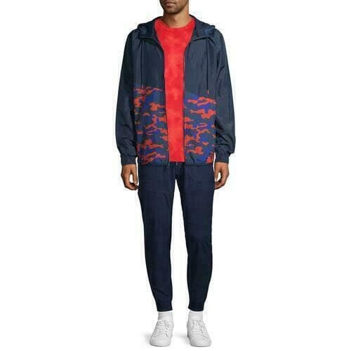 Russell Athletic Men's Camouflage Water Resistant Windbreaker Jacket Blue XL - Thumbnail 4