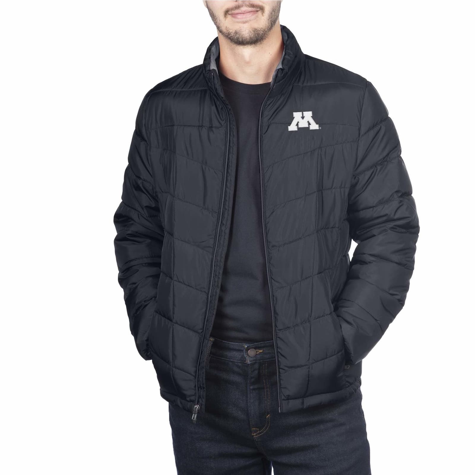 Spyder Men's Minnesota Golden Gophers Gameday Supreme Puffer Jacket Black 2XL - Thumbnail 2