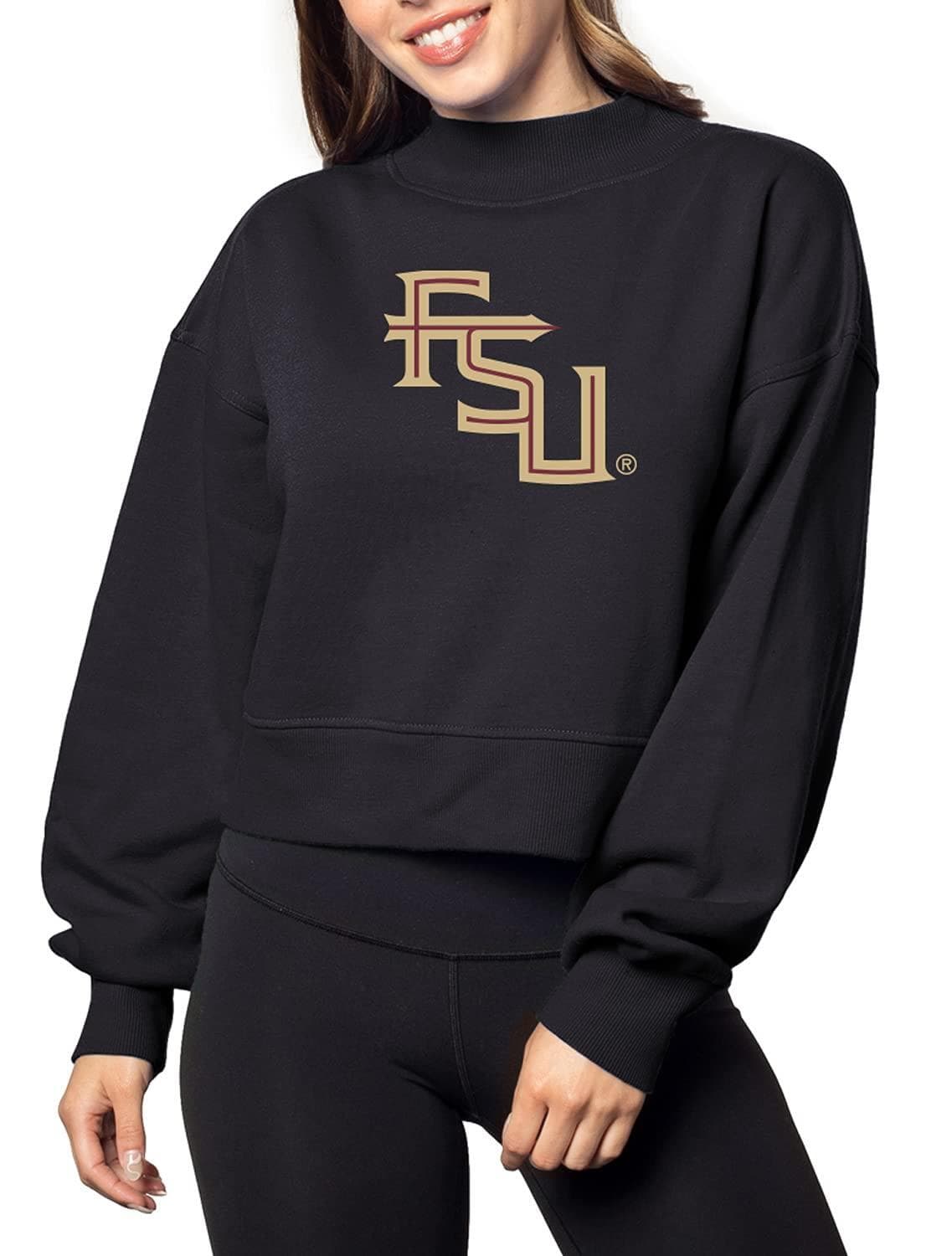 Chicka-D Women's Florida State Seminoles Hailey Pullover Sweatshirt Black Large - Thumbnail 5