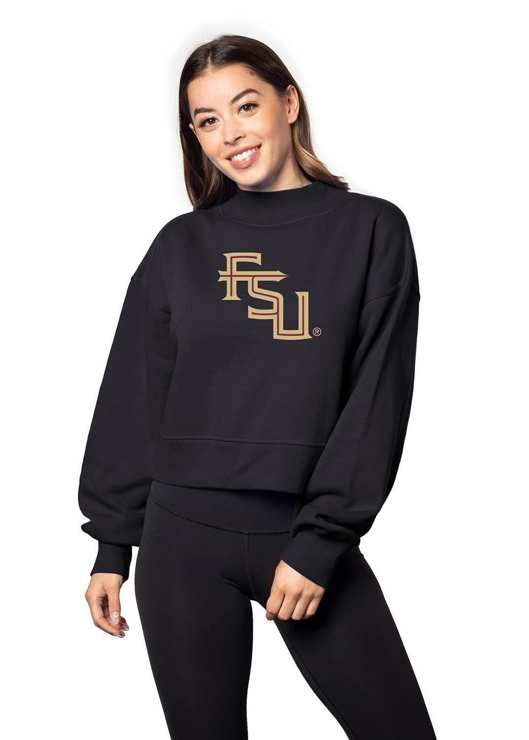 Chicka-D Women's Florida State Seminoles Hailey Pullover Sweatshirt Black Large - Thumbnail 7