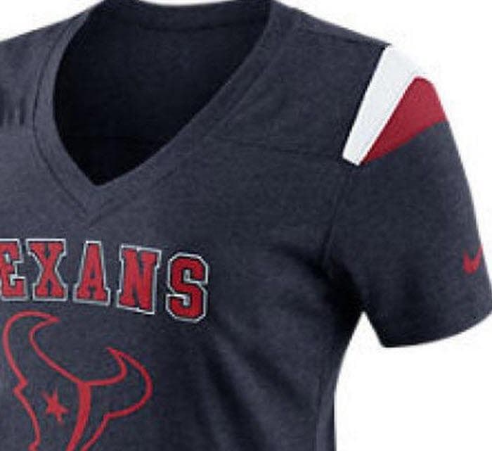 Nike Women's Houston Texans Fan Top V-Neck T-Shirt Small Heathered Navy Blue - Thumbnail 3