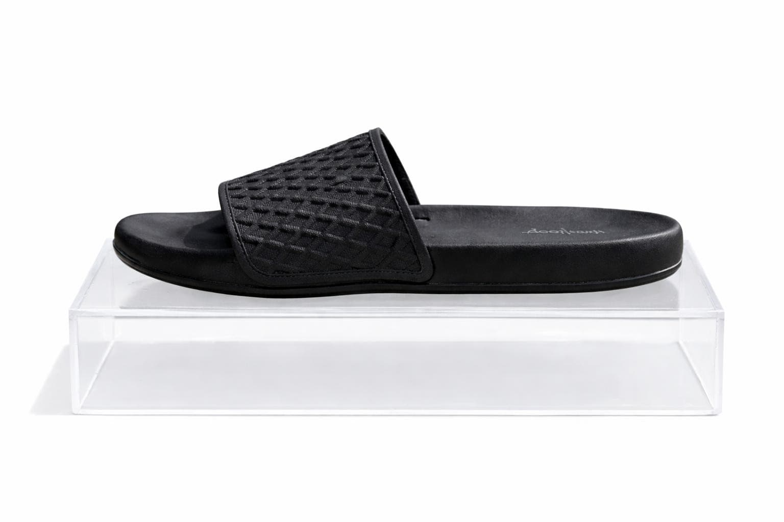West Loop Women's Textured Strap Contour Footbed Slide Sandals Black Large 9/10 - Thumbnail 3