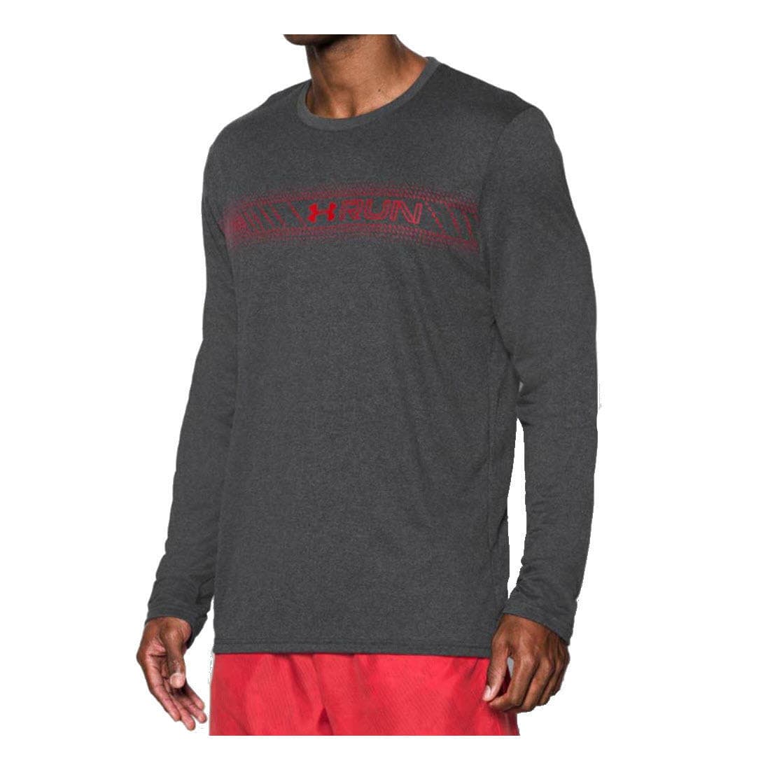 Under Armour Men's Gray Run Graphic Long Sleeve Fitted Heatgear T-shirt XL XXL