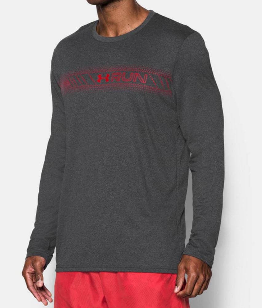 Under Armour Men's Gray Run Graphic Long Sleeve Fitted Heatgear T-shirt XL XXL - Thumbnail 4