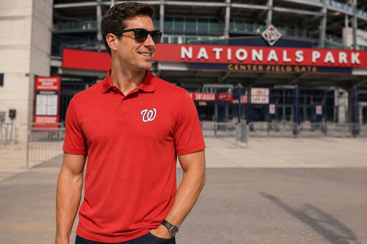 Levelwear Men's Washington Nationals Duval Performance Polyester Polo 2XL Red - Thumbnail 3