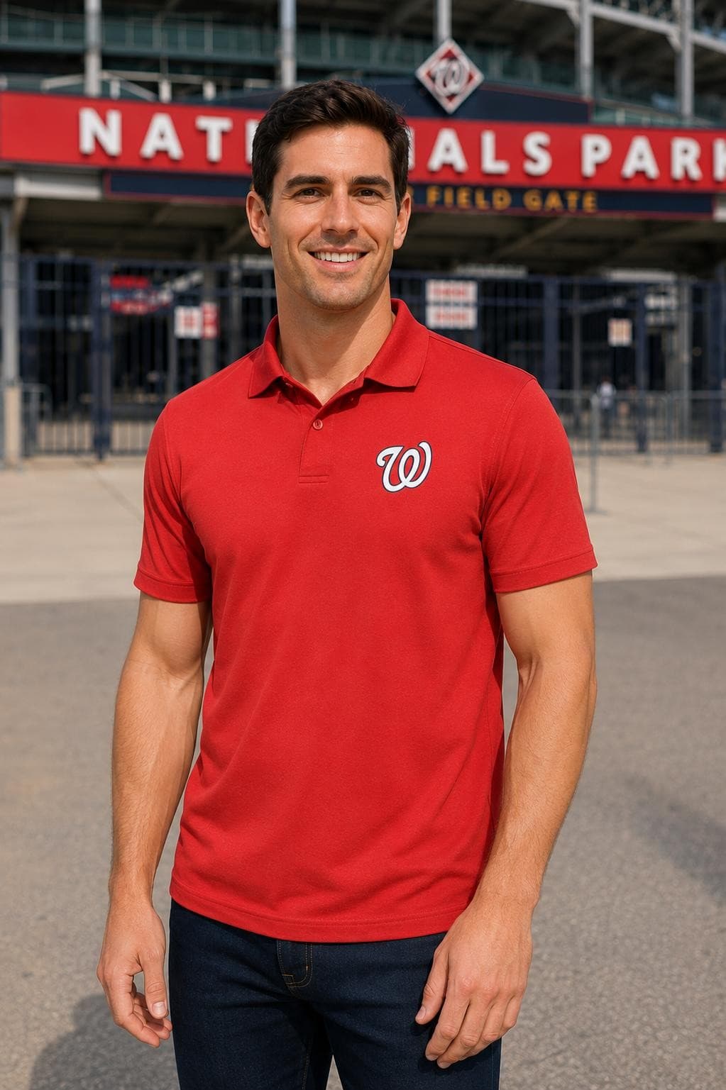 Levelwear Men's Washington Nationals Duval Performance Polyester Polo 2XL Red - Thumbnail 2
