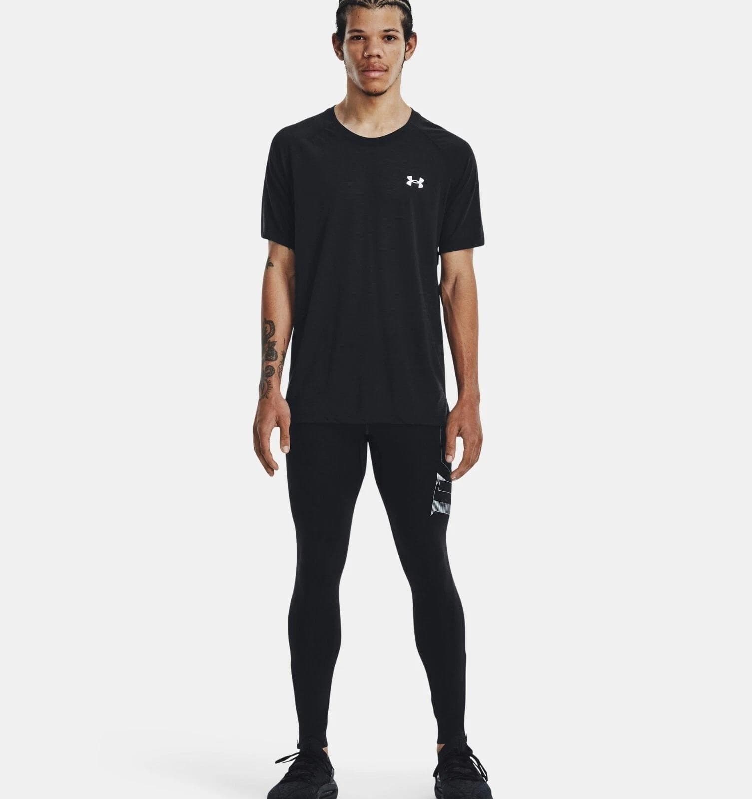Under Armour Men's Heatgear Compression Graphic Print Leggings Black Medium - Thumbnail 3