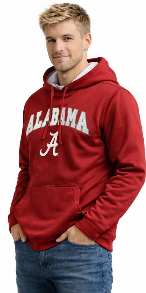 Colosseum Men's Alabama Crimson Tide Performance Polyester Hoodie Red Large - Thumbnail 2