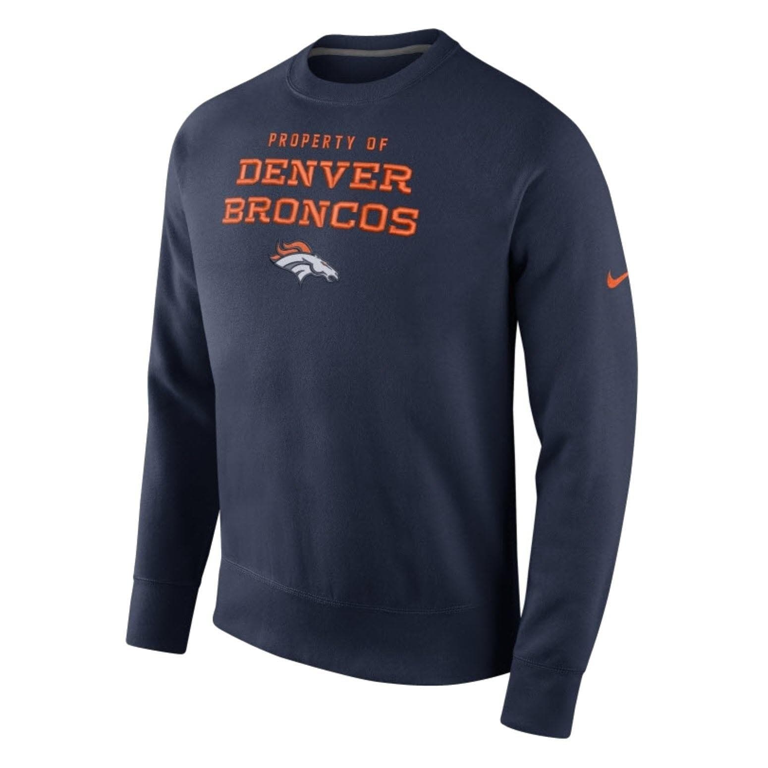 Nike Men's Denver Broncos Club Pullover Stadium Crew Sweatshirt Navy Blue Large - Thumbnail 6