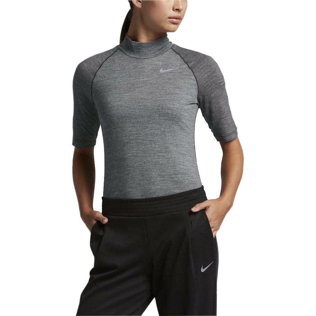 Nike Women's Merino Wool Short Sleeve Banded Polo Shirt Grey Small $95 Value