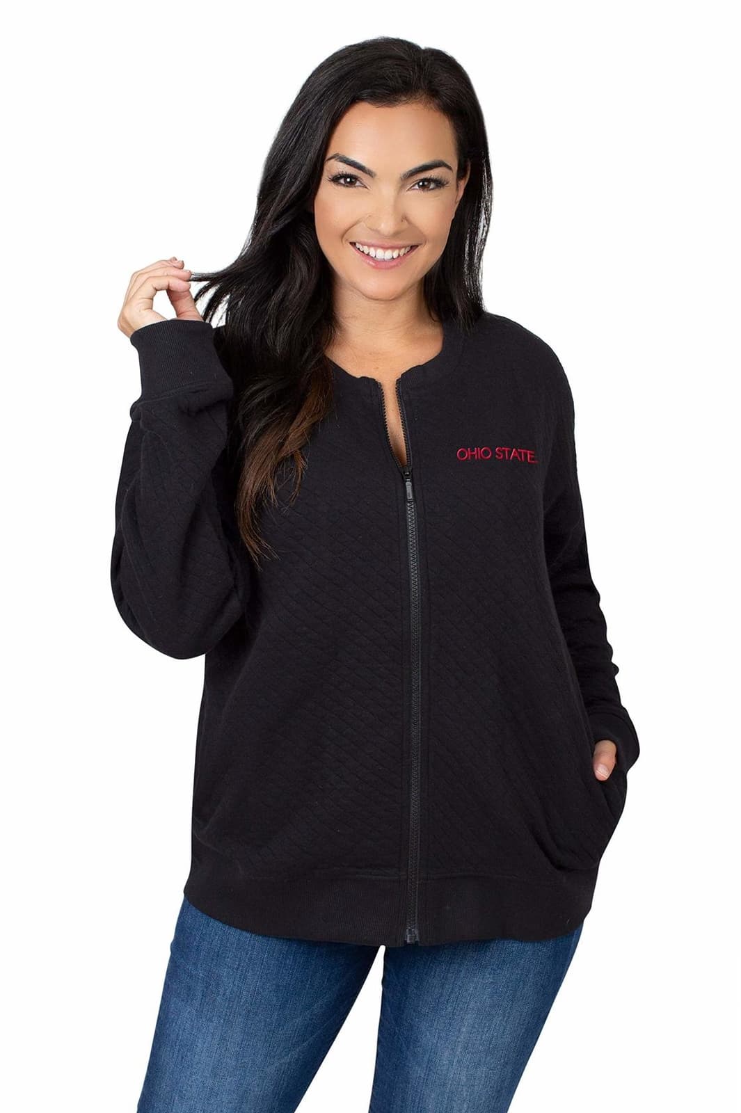 UG Apparel Women's Ohio State Buckeyes Quilted Full Zip Jacket Black Small - Thumbnail 5