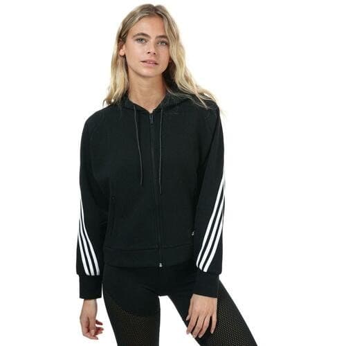 adidas Women's Wrapped 3 Stripes Full Zip Hoodie Small Black $75 Value - Thumbnail 8