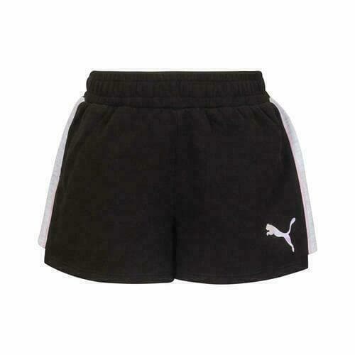 Puma Girl's Active Casual Cotton Blend Logo Black Shorts Large - Thumbnail 4