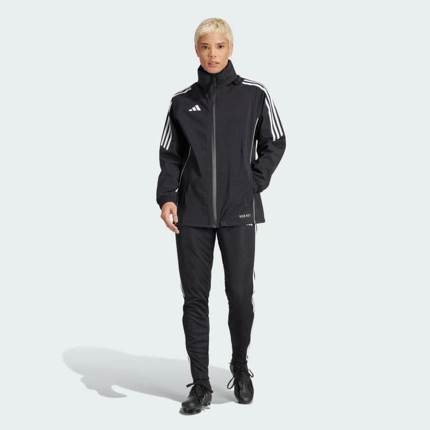 adidas Women's Tiro Rain.rdy Full Zip Hooded Jacket Black Large $170 Value - Thumbnail 5