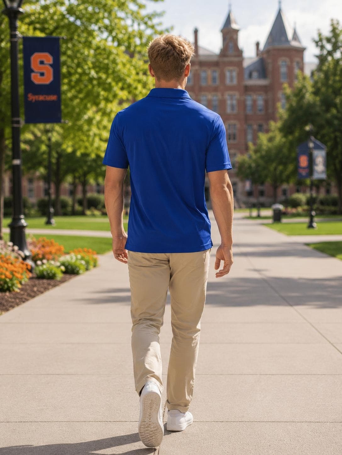 J.America Men's Syracuse Orangemen Polyester Short Sleeve Stance Medium Polo - Thumbnail 3