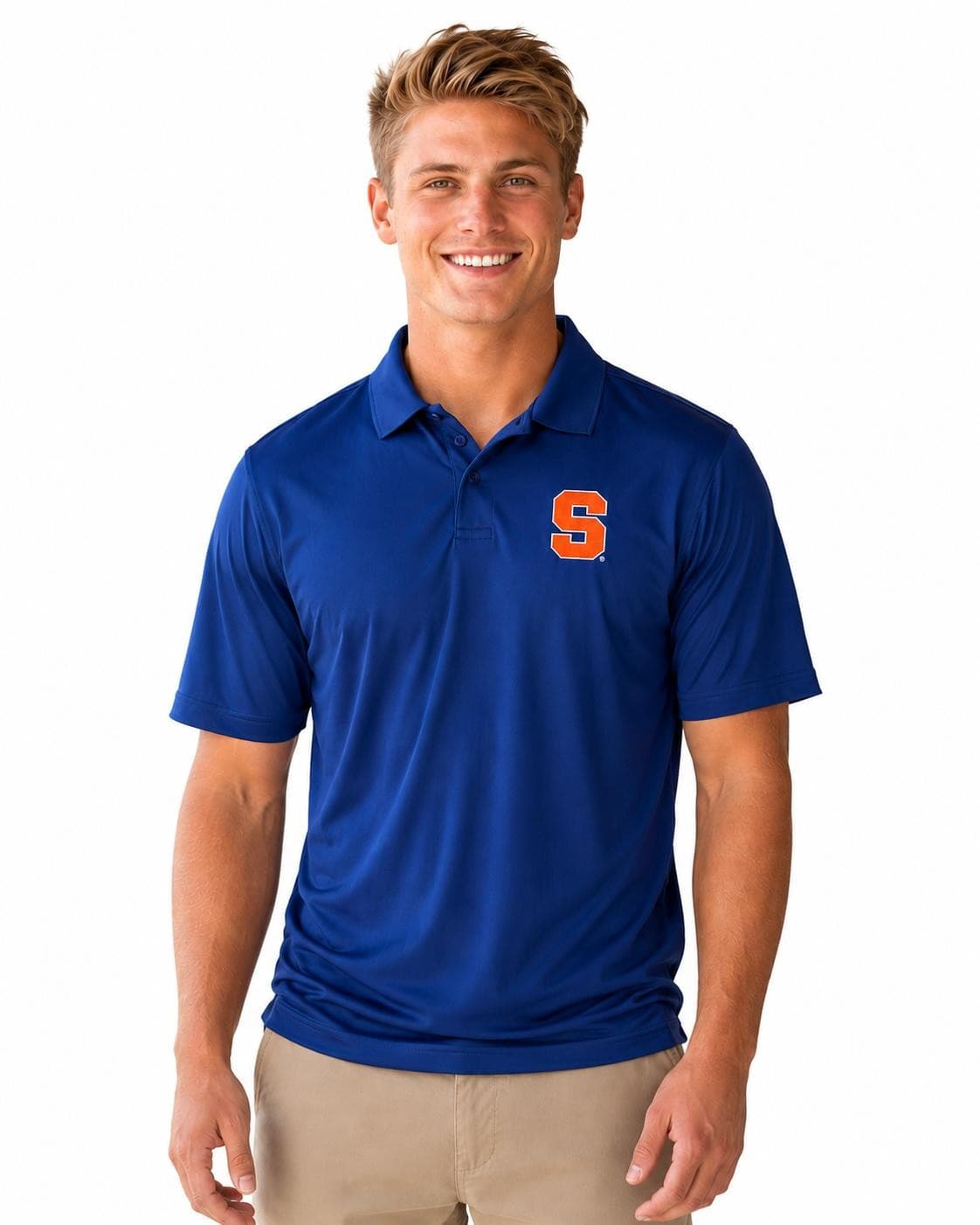 J.America Men's Syracuse Orangemen Polyester Short Sleeve Stance Medium Polo - Thumbnail 8