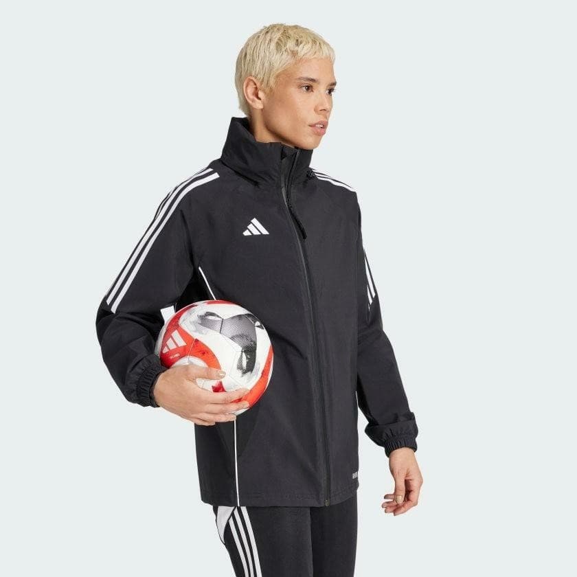 adidas Women's Tiro Rain.rdy Full Zip Hooded Jacket Black Large $170 Value - Thumbnail 3