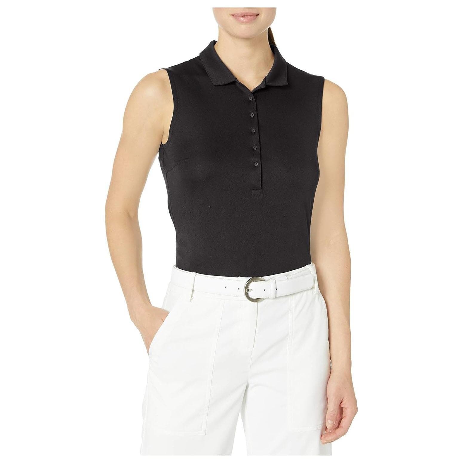 Puma Women's DryCell Rotation Sleeveless UPF Polo Shirt Black Small