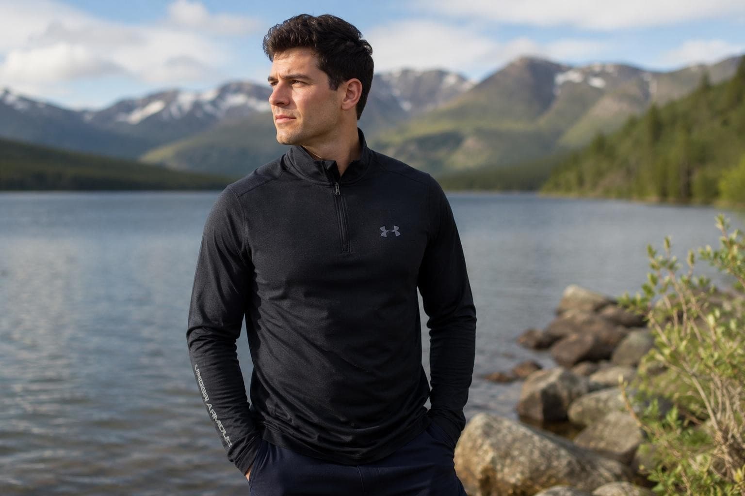 Under Armour Men's Cold Gear Infrared Quarter Zip Pullover Top Black XL - Thumbnail 5