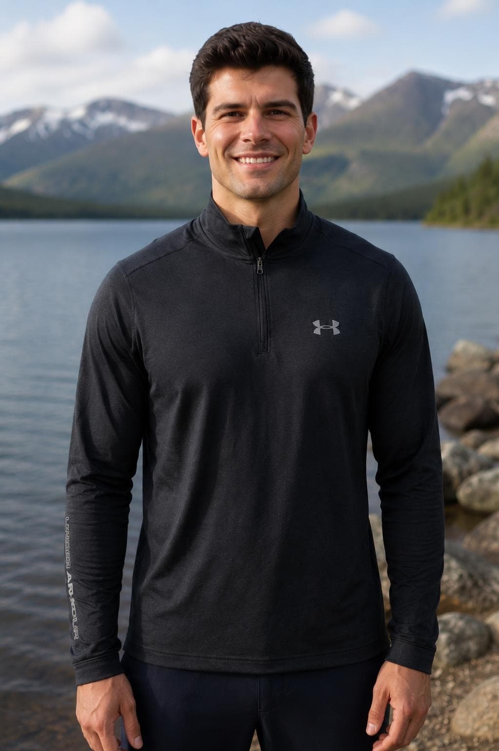 Under Armour Men's Cold Gear Infrared Quarter Zip Pullover Top Black XL - Thumbnail 2