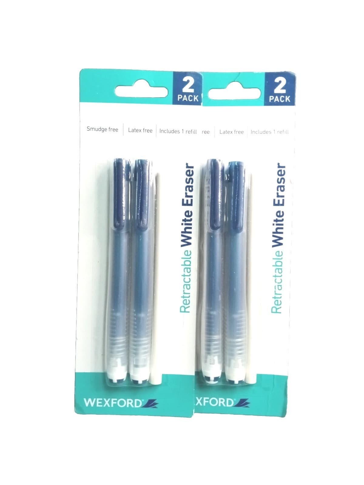 TWO (2) Two Packs Wexford Retractable White Erasers Each w/ One Refill FREE SHIP - Thumbnail 7