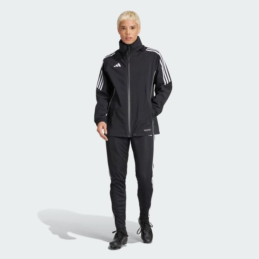 adidas Women's Tiro Rain.rdy Full Zip Hooded Jacket Black Medium $170 Value - Thumbnail 4