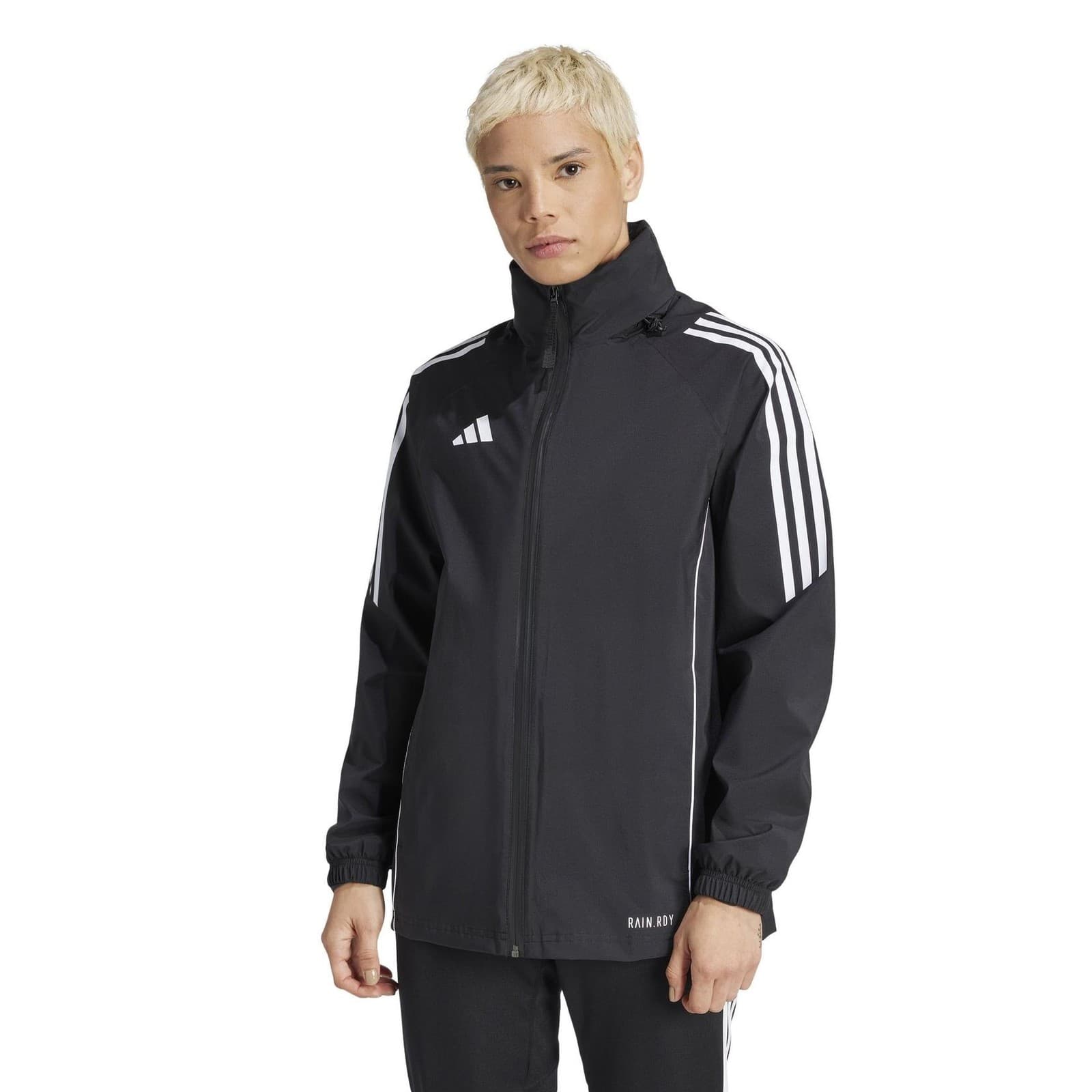 adidas Women's Tiro Rain.rdy Full Zip Hooded Jacket Black Medium $170 Value - Thumbnail 9