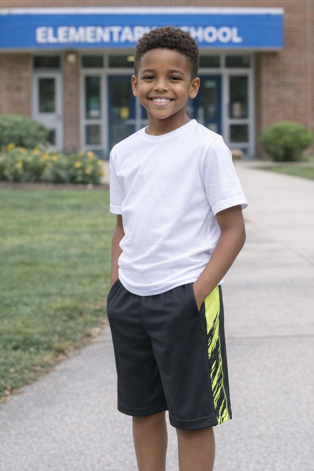 Nike Boy's Dri-Fit Polyester Side Panel Shorts Anthracite Black & Volt Large - Thumbnail 8